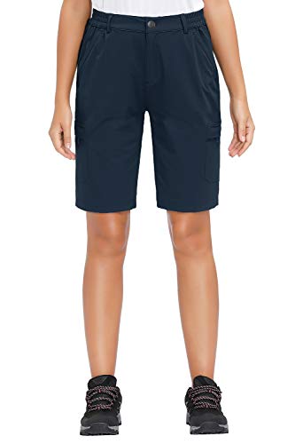Libin Women's Lightweight Hiking Shorts Quick Dry Cargo Shorts Summer Travel Golf Shorts Outdoor Water Resistant Navy L #TOP1