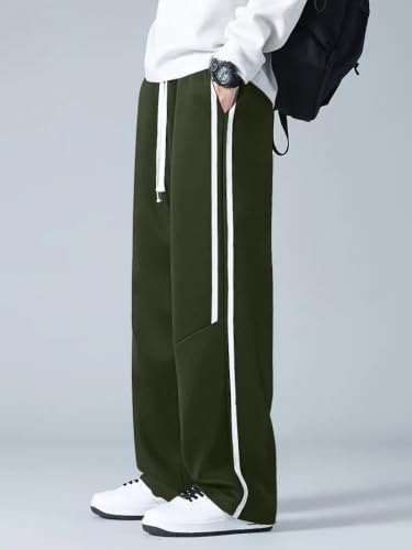Image of GRECIILOOKS Korean Style Track Pants for Men - Loose Fit Lycra Cargo Joggers | Trendy Gym & Streetwear Bottoms with Utility Pockets (Available in Plus Size)