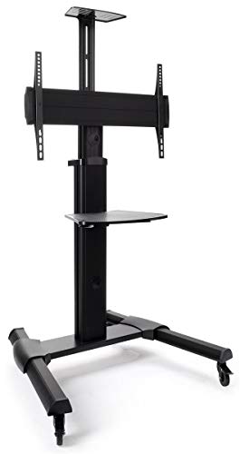 Displays2go Rolling TV Stands, AV Shelf & Camera Shelf - Black (TEL6X4BK) - Thumbnail 2