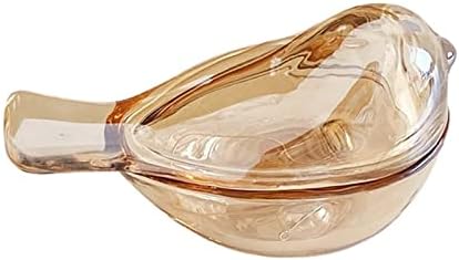 CEIERPH Small Amber Glass Jewelry Box Organizer, Bird Shape Ring Holder Earrings Organizer, Gift for Women Wife Mom, Birthday Wedding Christmas Valentine Gifts