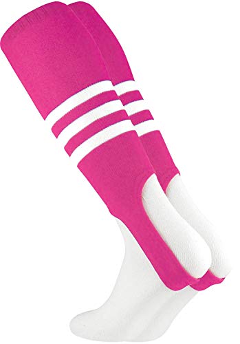 TCK Striped Baseball Stirrups Pattern B (Hot Pink/White, Medium)