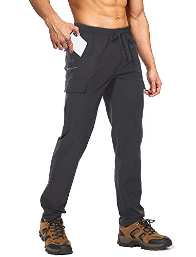 NOUKOW Men's Outdoor Hiking Pants Quick Dry Lightweight Waterproof Work Pants for Men Stretch 6 Zip Pockets and Belt