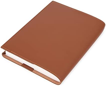 ブックカバー 厚み調整可 栞付き 合成レザー (ブラウン, A5)