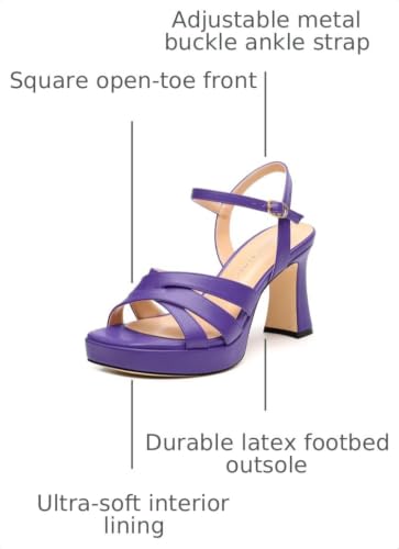 Image of Women Square Toe Platform Block Heel Sandals 3.3''