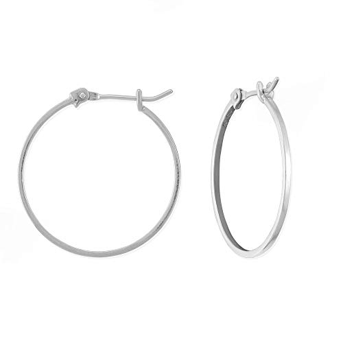 Boma Jewelry Sterling Silver 1 Inch Classic Snap Down Closure Hoop Earrings