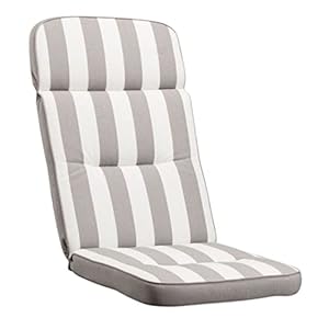 KETTtex EXKLUSIV Auflage Hochlehner Grau gestreift I Gartenstuhl Polster 123x50x9cm I KTH3 Sitzauflage weich & robust I atmungsaktive Stuhlauflage I UV-beständiges Sitzkissen I Dessin 8744