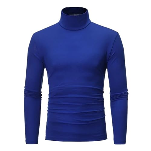 Spring Autumn Thin Men Pullovers Sweaters Turtleneck Knitted Sweater for Men(Blue,X-Large)
