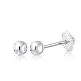 10k White Gold 3mm Ball Stud Earrings for Women Girls and babies Screwback | Nickel Free