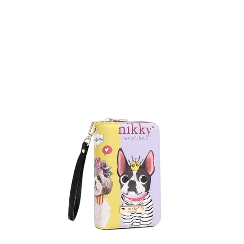 Nicole Lee NIKKY Double Zipper Wallet with Wristlet, Vegan Leather, 6 Card Slots (BEST BUDDIES)2