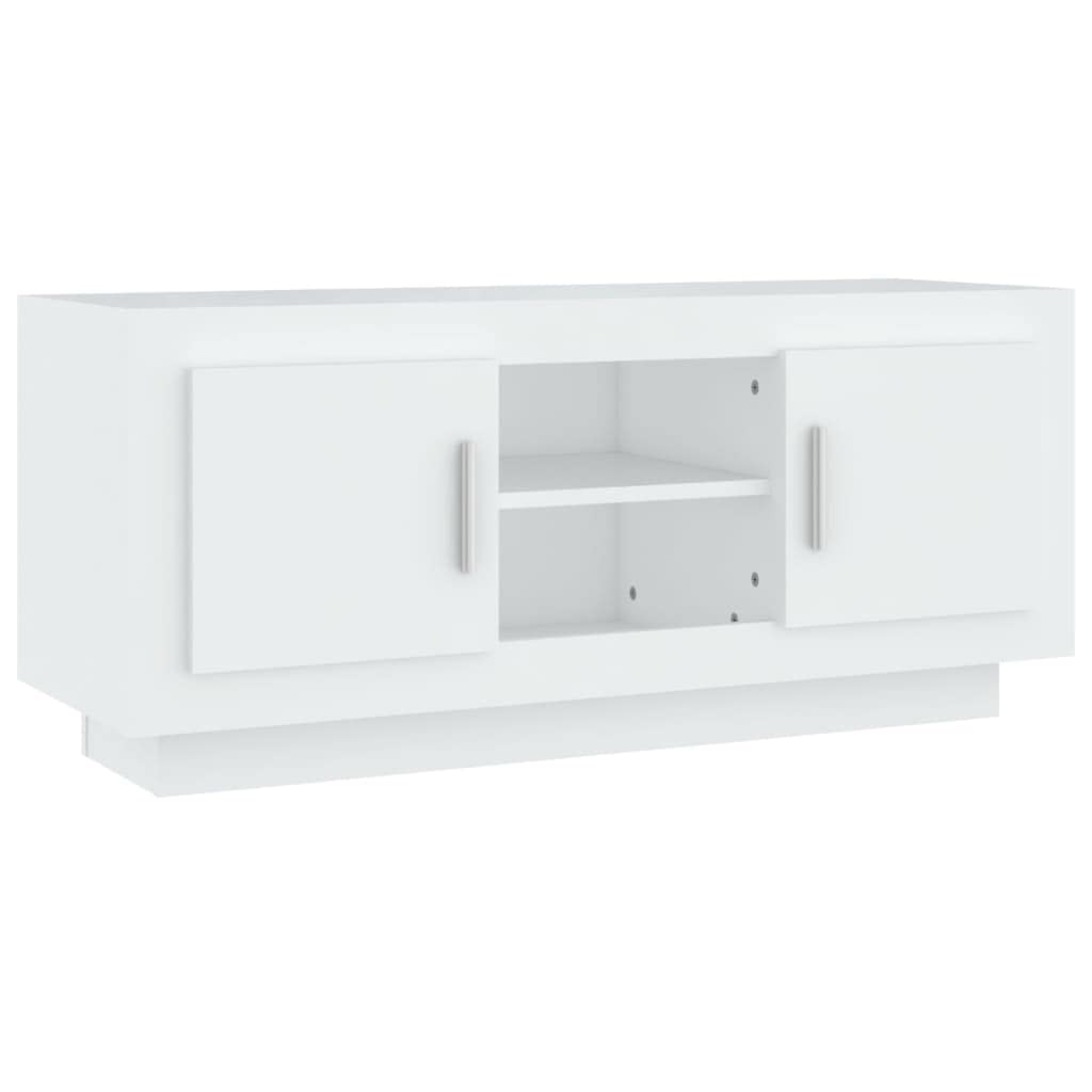 TV-Schrank Weiß 102x35x45 cm Lowboard aus Holzwerkstoff Modernes TV-Board mit Ablagen Fernsehtisch für Wohnzimmer Entertainment-Center Mediaschrank für Konsolen und Media-Player