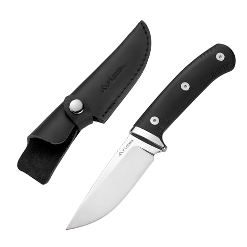 FLISSA Fixed Blade Knife with 3.7 Mirror Polished 14C28N Steel Blade G10 Handle Leather Sheath for EDC Hiking Camping Fishing Survival for Men Women