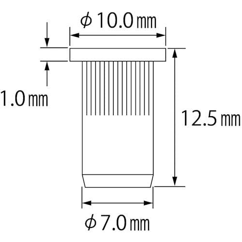 Shrimp Knurling Nut (Flat Head, Steel), Eco Pack, Plate Thickness: 0.1 inch (2.5 mm), M5 x 0.8 (30 Pieces)