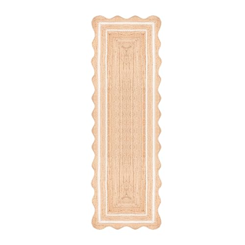 WEAVER'S LOOM Wave Scalloped Jute Rug, Handwoven Rustic Farmhouse Area