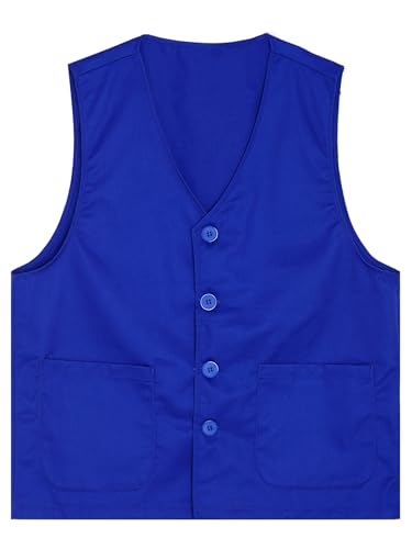 Hansber Kids Girls Boys Volunteer Activity Vest V-neck Button Up Waistcoat Sleeveless Waiter Uniforms with Pockets3