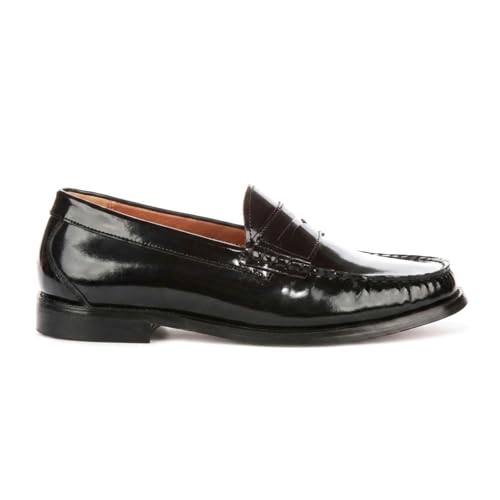 Image of Men's Black Penny Loafers High-Shine Polished Slip-On Dress Shoes - Black 8
