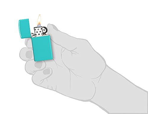Image of Zippo Windproof Lighter - Slim Flat Turquoise, Base Model - Refillable - Reusable - Windproof Design - Gift Box - Made in USA