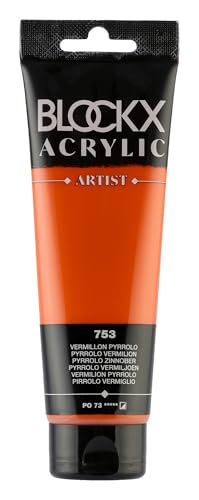 Blockx 60753BXC Acrylique Fine Semi-opaque et Satinée - Vermillon Pyrrolo PO 73 - 120ml