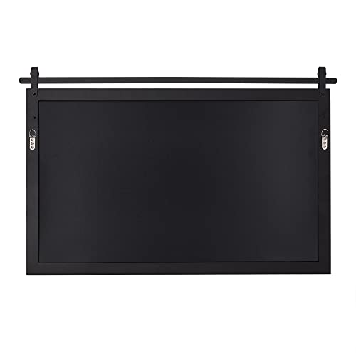 Black Farmhouse Wall Mirror Barn Door Style Rectangle Solid Wood Frame Mirror Rustic Wall Mounted Mirror for Bathroom, Entryway, Living Room, Dining Room, Wall Decor, 40 x 26 Inches