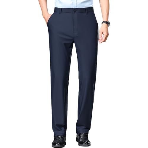 Men's Golf Pants Slim Slim 4 Ways High Stretch Dress Pants Ice Silk Expandable-Waist Trousers