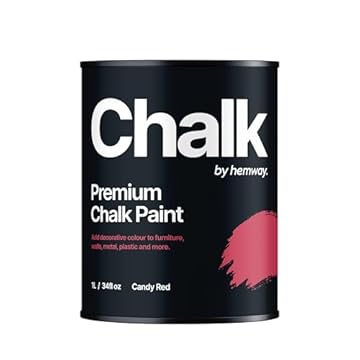 Hemway Candy Red Chalk Paint 1L Matt Shabby Chic Interior Furniture, Walls, Wood, Wardrobes, Doors, Tables, Chairs, Quick Dry Smooth Chalky Finish (10 Reds & 118 Colours Available)