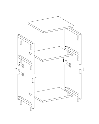 Image of VASAGLE Sofa Side Table, 3-Tier End Table, Bedside Table with Steel Frame, for Living Room, Bedroom, Home Office, Industrial Style, Rustic Brown and Classic Black LET273B01