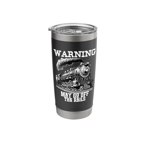 Steam Locomotive Train Funny Railroad Off Rails Warning Joke Stainless Steel Insulated Tumbler