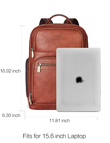 Bostanten Leather Backpacks College 15.6” Laptop Travel Computer Shoulder Backpack For Men Coffeebrown #TOP2