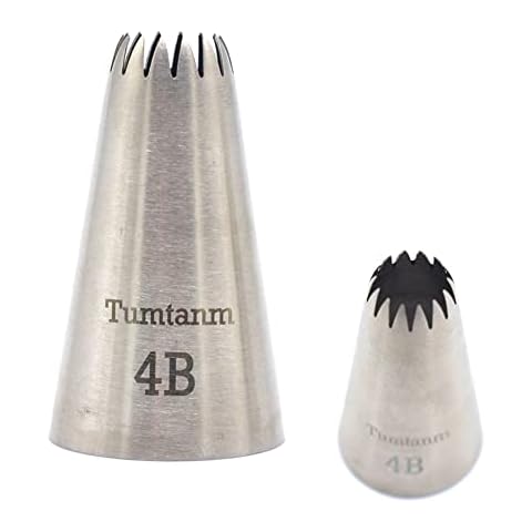 Tumtanm 4B Nozzle Large Drop Flower Piping Tip, Large Seamless Stainless Steel Icing Piping Nozzle Tip #4B Cover