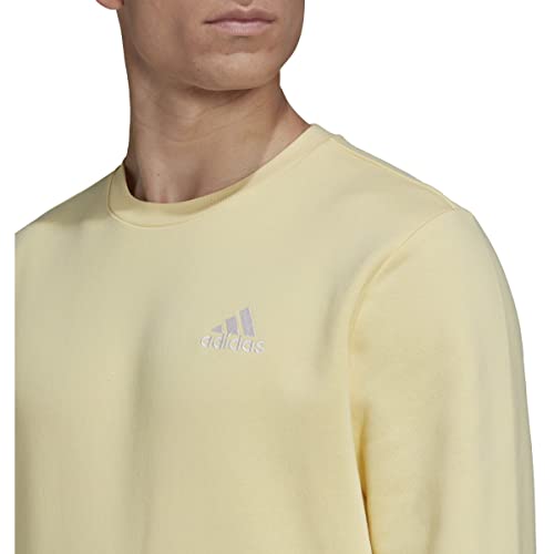 Image of adidas Men's Essentials Fleece Sweatshirt, Almost Yellow /White, Small