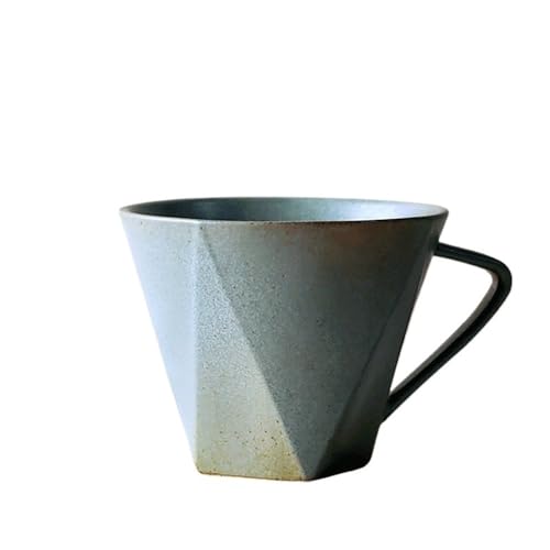 CJHFR472SG Hogar Taza de café cerámica gruesa multicolor hecha a mano, con superficie cortada, capacidad 9.98 oz for cafetería Decoración(Blue)