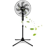 Aigostar Ventilador de Pie con 7 Aspas, Altura Ajustable 108-130cm, Ventilador Silencioso (43 cm Ø), Oscilante 70°, 3 Velocidades, para Salón, Dormitorio y Oficina, Elsie