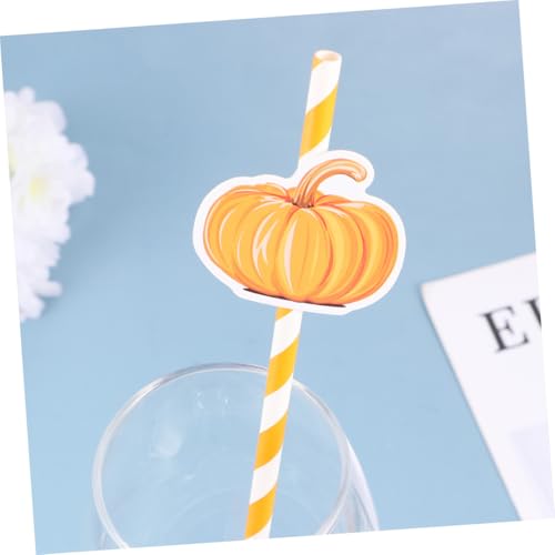 40 pitillos de papel naranja con calabaza biodegradable miniatura 4