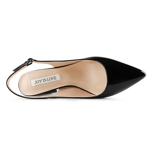 Image of JOY IN LOVE Women's Pointed Toe Chunky Block Heel Pumps | 2.5 inch Block Heels, Comfortable Dress Shoes, Ideal for Office Work, Formal Events, Party and Wedding
