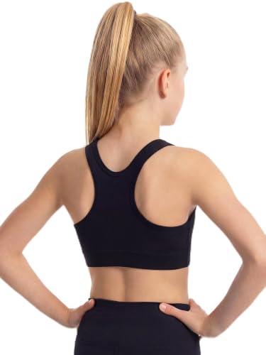Stelle Girls Sports Bra Training Bra for Girls Racerback Bra Athletic Yoga Crop Top for Teens Kids Black L