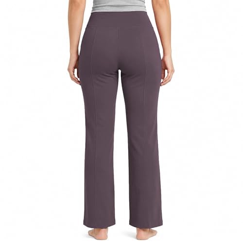 Image of NINQ Women High Waist Flare Pants Lite Regular | Smart Casual Korean Trouser for Office Wear, Gym, Sports, Travel & Daily Styling