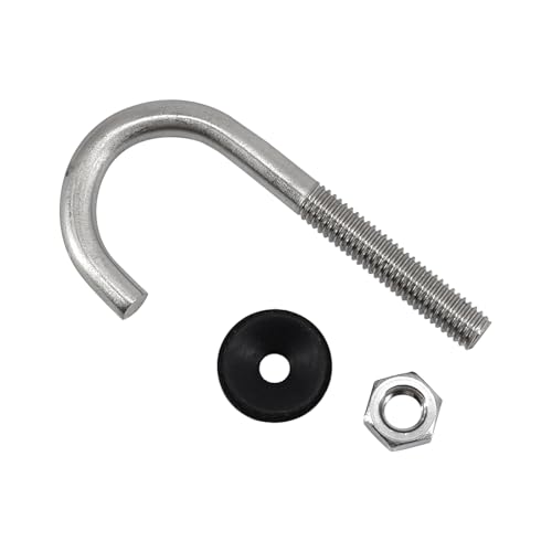 Dachankerbolzen, M6 x 35 x 75 mm, 304 Edelstahl, J-Haken, Wandhaken, Langschafthaken mit Sechskantmutter, Betonanker, Schrauben, 10 Stück