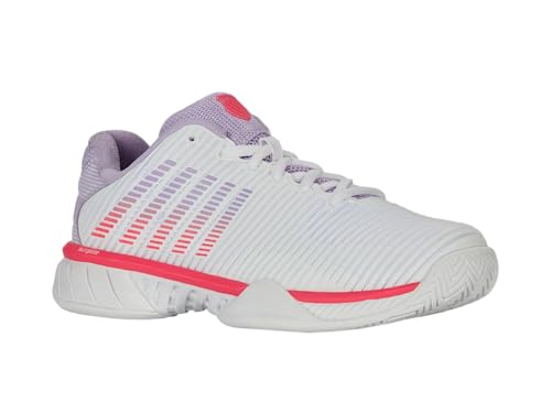 K-Swiss Women's Hypercourt Express 2 Tennis Shoe (White/Orchid Petal/Neon Blaze),8 M2