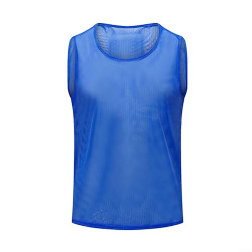 Axorafow Chaleco de entrenamiento de fútbol de malla de poliéster para fútbol, baloncesto, voleibol, camiseta transpirable de ajuste holgado, para adultos, a granel (61 x 70 cm), 100 g (azul)