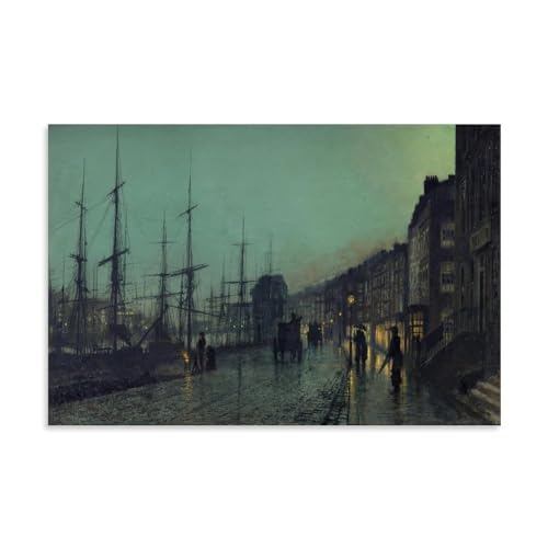 John Atkinson Grimshaw - Shipping on The Clyde Poster�A�[�g���[�N�{�[�h�A�E�H�[���X�e�b�J�[�A�C���e���A�f�U�C���|�X�^�[�A�����◾�̑����A�V�z�j���̃M�t�g�B 16x24inch(40x60cm) Unfr