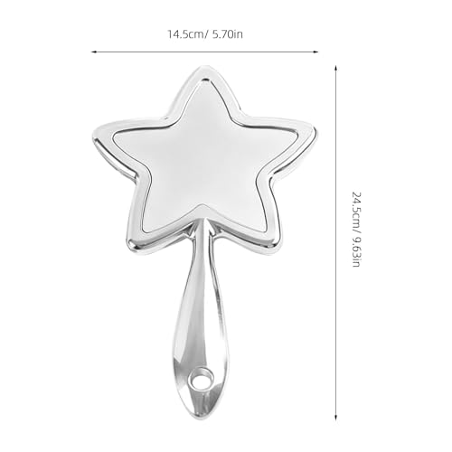 Espejo de mano con forma de estrella rosa y plata para maquillaje portátil en viajes de niñas 3