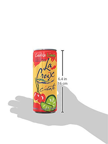 LaCroix Cúrate Cerise Limon Sparkling Water, Cherry Lime, Slim Cans, Naturally Essenced, 0 Calories, 0 Sweeteners, 0 Sodium, 12 Fl Oz (Pack of 8)