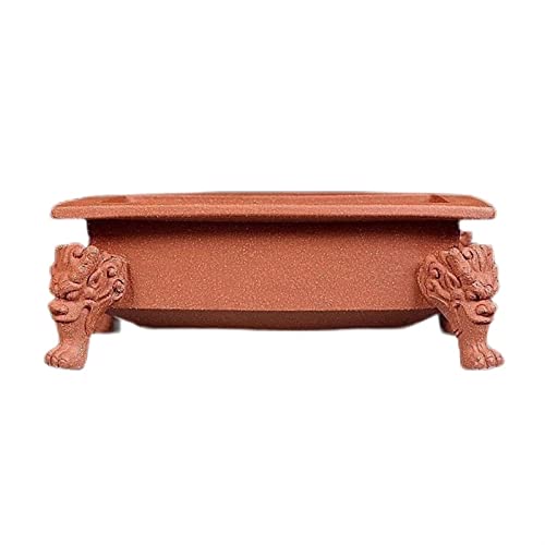 SOBOLON Maceta rectangular de arena morada, diseño de grifo de pie alto, maceta pequeña para bonsái, maceta decorativa para interiores y exteriores, maceta moderna y simple