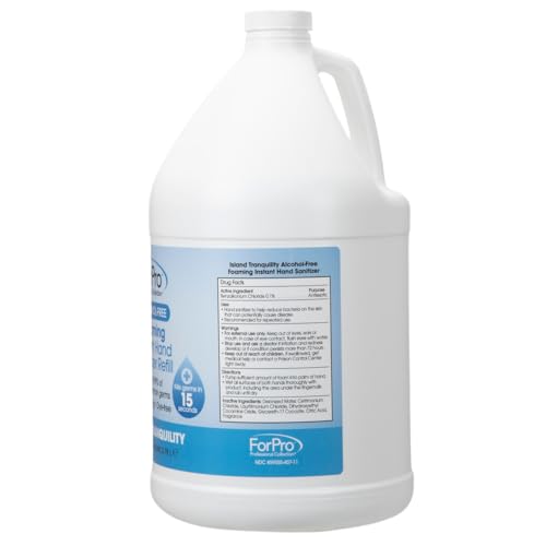 Image of ForPro Alcohol-Free Foaming Instant Hand Sanitizer, 1 Gallon (128 fl oz) Refill - Moisturizing, Dye-Free Formula, Island Tranquility Scent