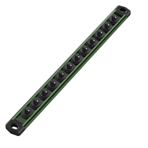 Image of WORKPRO Magnetic Socket Organizer, Heavy Duty 1 /4-Inch Drive Socket Rail | Aluminum Alloy, 12 Pieces Clips, Rotatable & Movable Clips, Efficient Organization