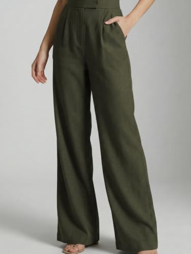Image of Leriya Fashion Women Relaxed Fit Wide Leg Trousers | Malai Cottage Clip Closure Wide Leg Pants for Women | Casual Straight Lounge Pants with Pockets | Stylish Everyday Office Outfit Bottom Pant