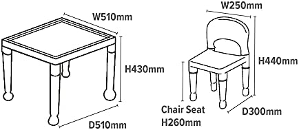 Liberty House Toys Children's Multi-Coloured Table & 2 Chairs Set, Multicoloured, 51x51x43.5 cm