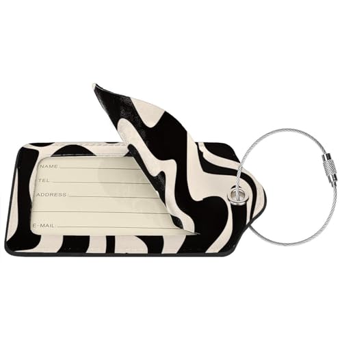 Luggage Tags - 2-Pack PU Leather with Privacy Cover & Stainless Steel Loop - ID Labels for Suitcases & Travel Bags - Beige3