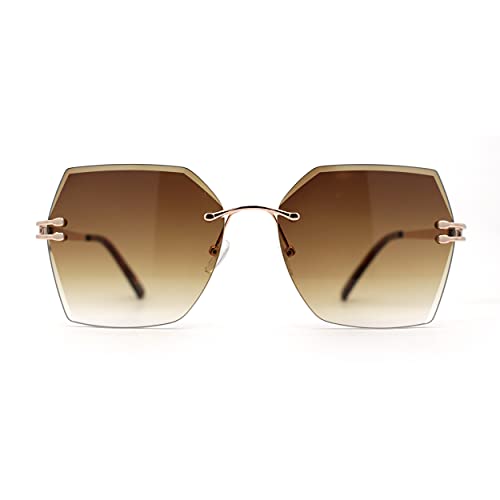 SA106 Womens Geometric Butterfly Rimless Oceanic Lens Chic Sunglasses2