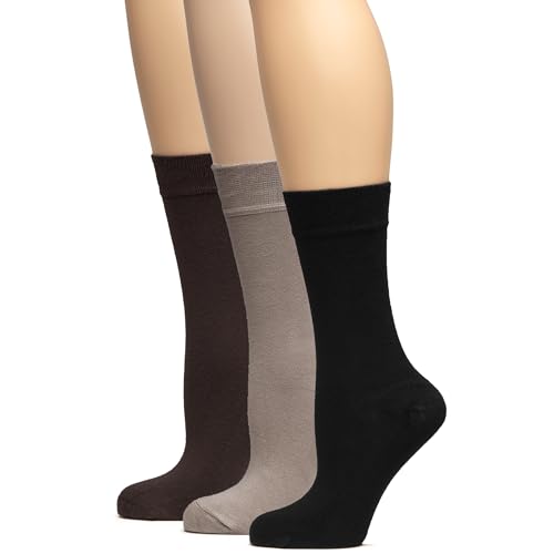 Image of Hugh Ugoli Women's Thin Soft Rayon Derived from Bamboo Crew Socks for Dress, Trouser, Seamless Toe & Non-Binding, 5-8 /9-11