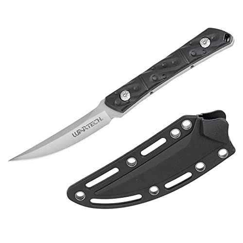 Munetoshi 8.5” Fixed Blade Knife with Hard Sheath Charcoal 3CR13 Steel Sharpened